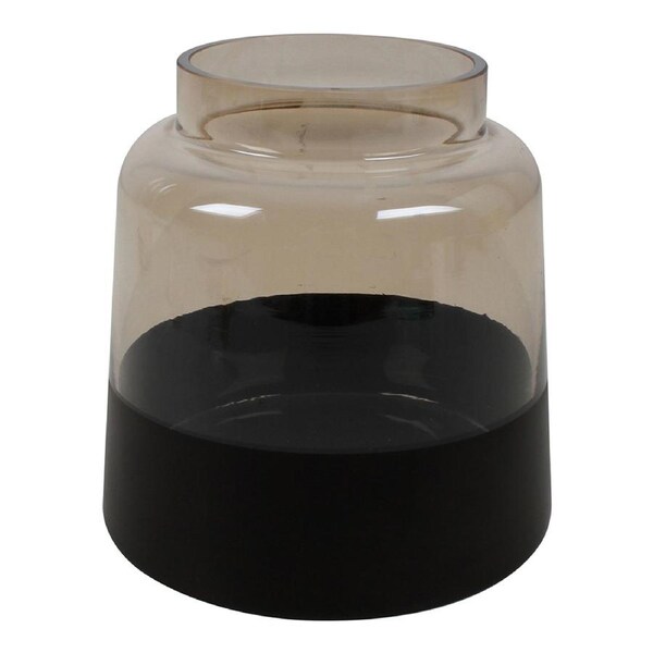 Maine & Crawford Lena 15x15cm Glass Banded Vase Flower/Plant Holder Decor Black