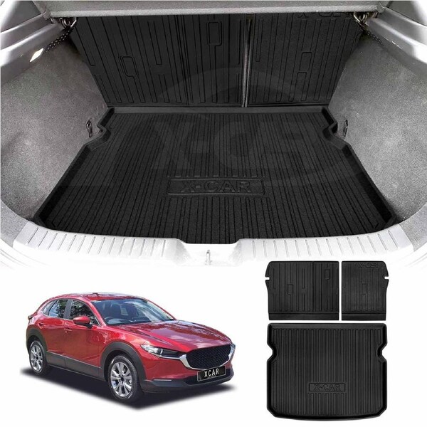 Boot Liner Set for Mazda CX-30 CX30 2019-Onwards All Weather Heavy Duty Car Trunk Back Seat Protector Cargo Kick Mats