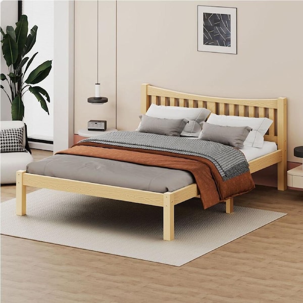 ALFORDSON Wooden Bed Frame Solid Pine Timber Base Oak - Double Size