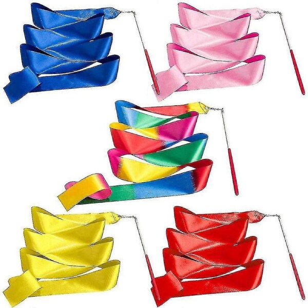 Dance Ribbons Set, 5 Pcs 2m Artistic Streamer Rhythmic Gymnastics Ribbon Wands