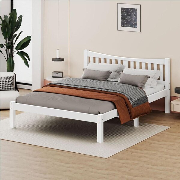 ALFORDSON Wooden Bed Frame Solid Pine Timber Base White - King Size