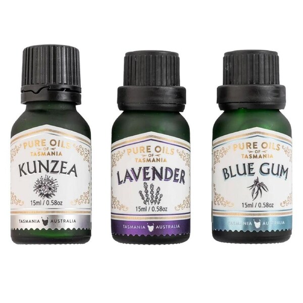 Pure Oils of Tasmania Triple Pure Oil Gift Set Kunzea Blue Gum + Lavender