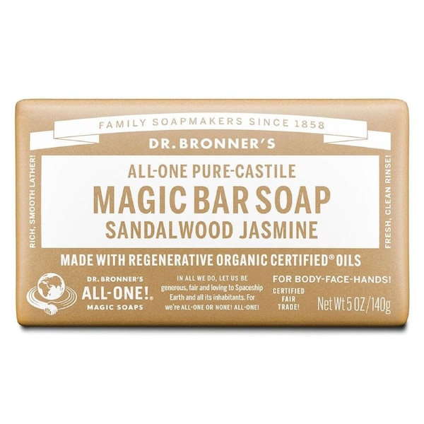 Dr Bronner's Pure Castile Magic Bar Soap Sandalwood Jasmine 140g