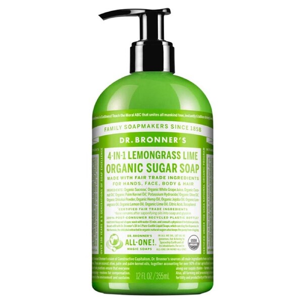 Dr Bronner's Organic Sugar Soap Lemongrass Lime 355ml