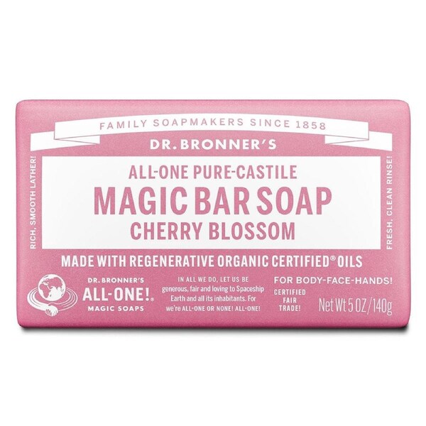 Dr Bronner's Pure Castile Magic Bar Soap Cherry Blossom 140g