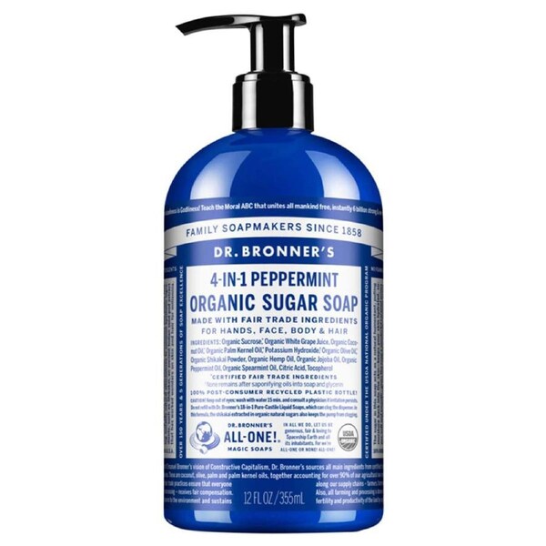 Dr Bronner's Organic Sugar Soap Peppermint 355ml