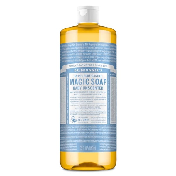 Dr Bronner's Pure Castile Liquid Magic Soap Baby Unscented 946ml