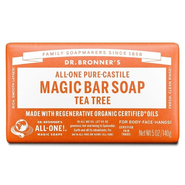 Dr Bronner's Pure Castile Magic Bar Soap Tea Tree 140g
