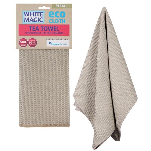 White Magic Eco Cloth Tea Towel Pebble 1 Pack