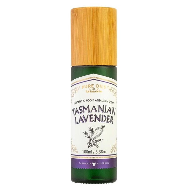 Pure Oils of Tasmania Lavender Room and Linen Spray in Bamboo Box 100ml