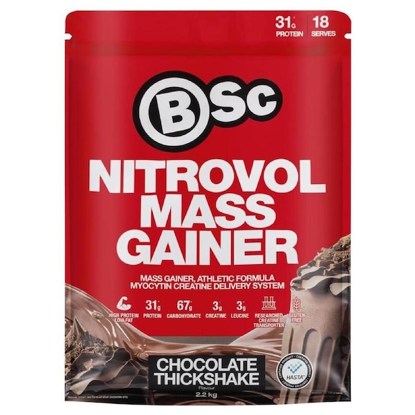 BSc Nitrovol Mass Gainer Protein Powder Chocolate Thickshake - 2.2kg