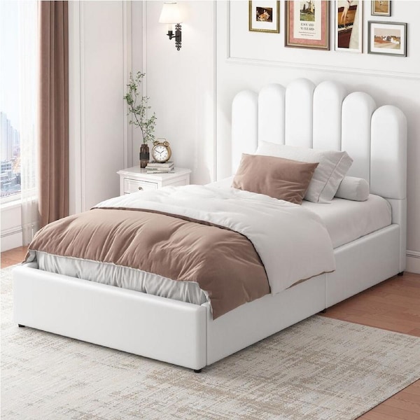 ALFORDSON Bed Frame Gas Lift Storage Base Wooden White - King Single Size