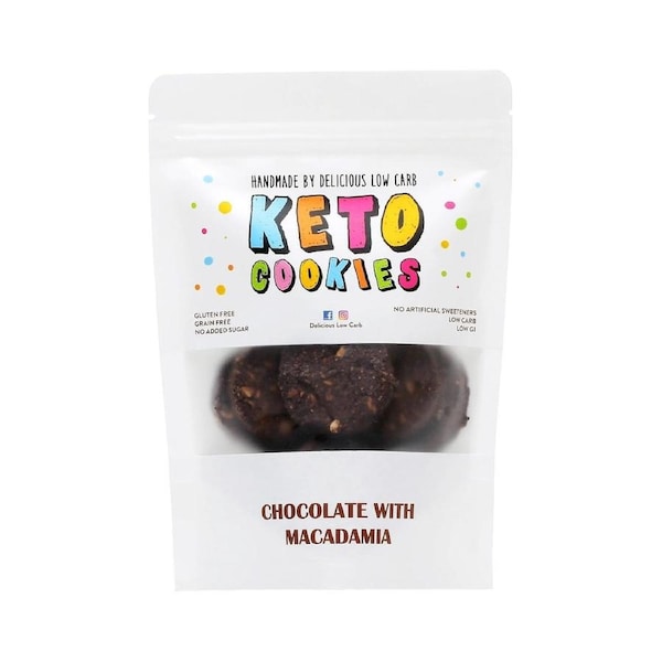 Delicious Low Carb Keto Cookies Chocolate with Macadamia 100g