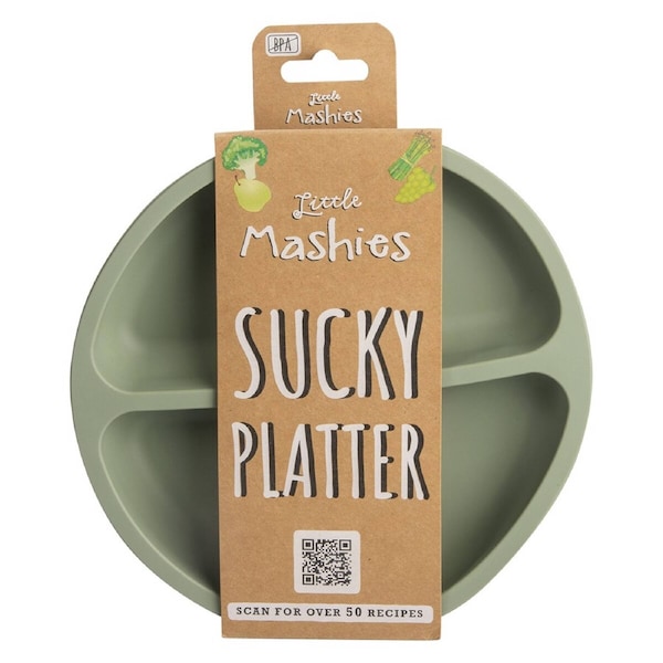 Little Mashies Silicone Sucky Platter Plate Olive