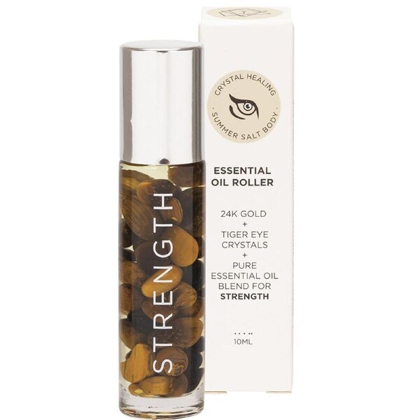 Summer Salt Body Strength Essential Oil Roller Tiger Eye Crystals 10ml