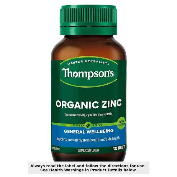 Thompsons Organic Zinc 180 Tablets