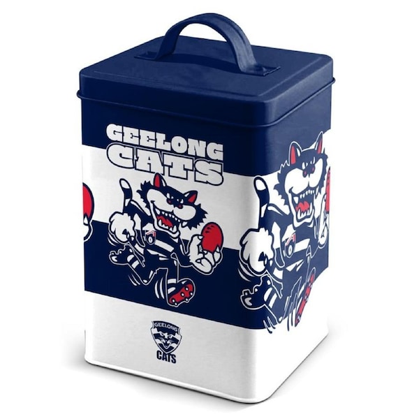 Geelong Cats AFL Cookie Storage Tin with Full Colour Logo Design