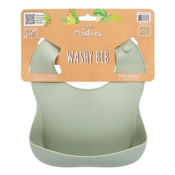Little Mashies Silicone Washy Bib Olive