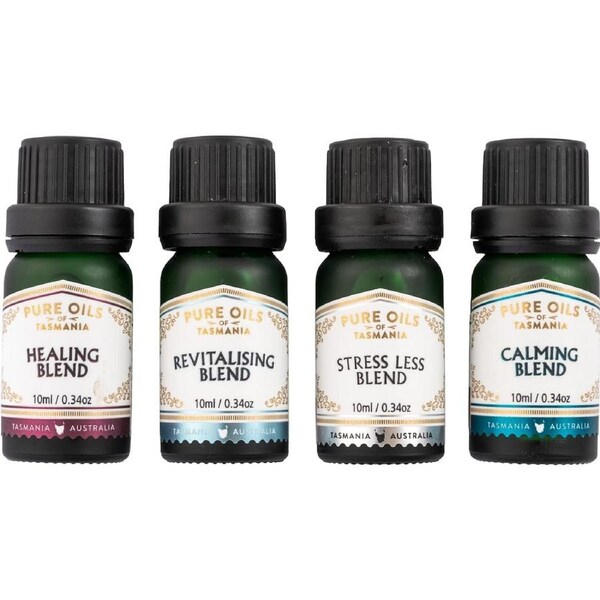 Pure Oils of Tasmania Stress Less Calm Heal & Revive Set of four oils 40ml