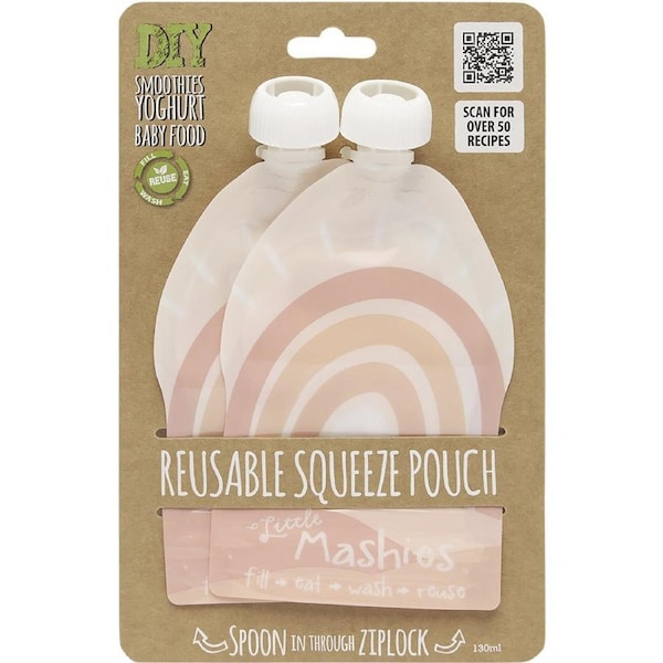 Little Mashies Reusable Squeeze Pouch Rainbow 2 x 130ml