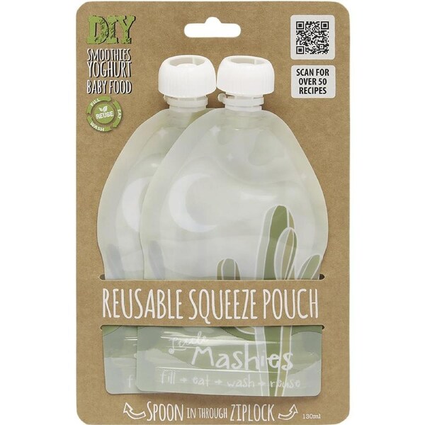 Little Mashies Reusable Squeeze Pouch Cactus 2 x 130ml