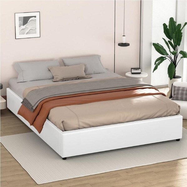 ALFORDSON Bed Frame Gas Lift Storage Mattress Base White - Queen Size