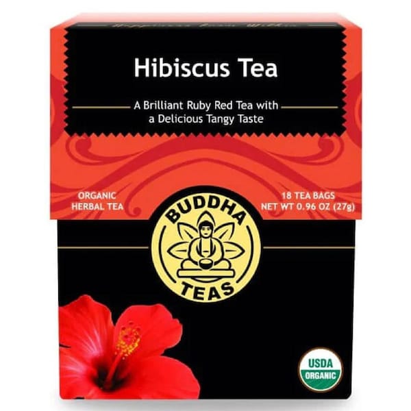 Buddha Teas Organic Herbal Hibiscus Tea Bags 18 Pack