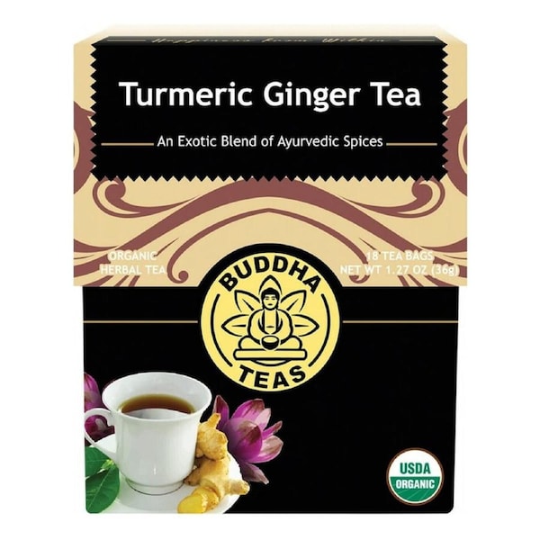 Buddha Teas Organic Turmeric Ginger Tea Bags 18 Pack