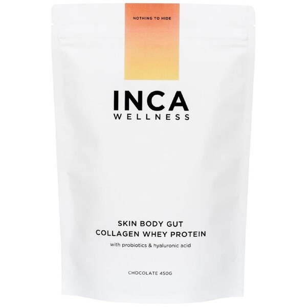Inca Organics Skin Body Gut Collagen Whey Protein Chocolate 450g