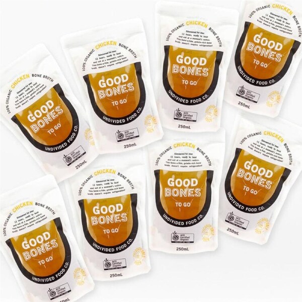 Undivided Food Co Good Bones To Go 100% Organic Chicken Bone Broth 8 x 250ml