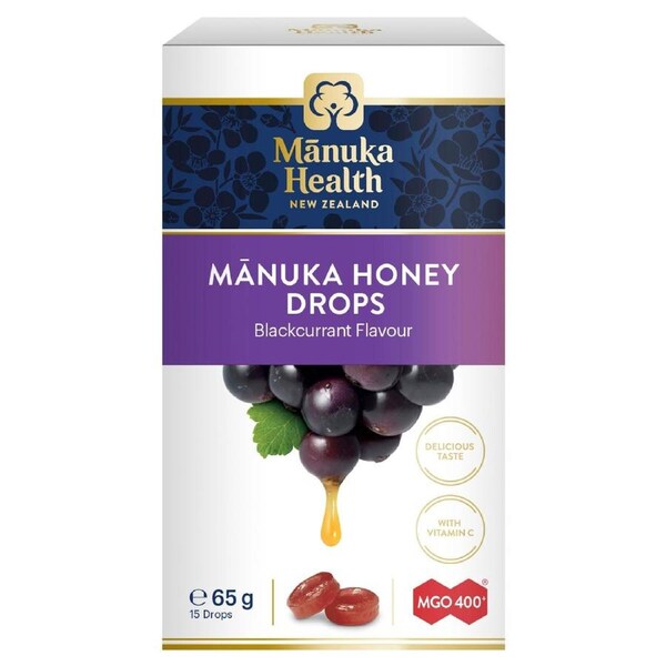 Manuka Health MGO 400+ Manuka Honey Drops Blackcurrant 65g