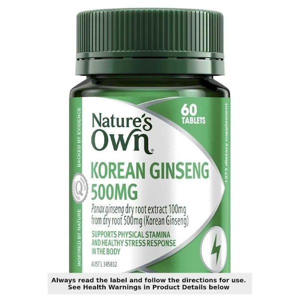 Nature's Own Ginseng Korean 500mg 60 Tablets