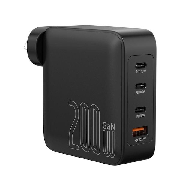 Laser 200W GaN Charger - PD 3.0 USB-C & USB-A Multi-Port Fast Wall Adapter