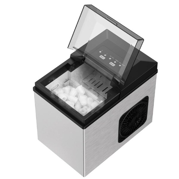 YOPOWER Portable Ice Maker, 7 Ice Cubes in 6 Min, 22lbs in 24Hrs, Countertop Ice Making Machine with Handle, Ice Makers with 2 Sizes Bullet Ice, Self Cleaning Function for Home Picnic Kitchen