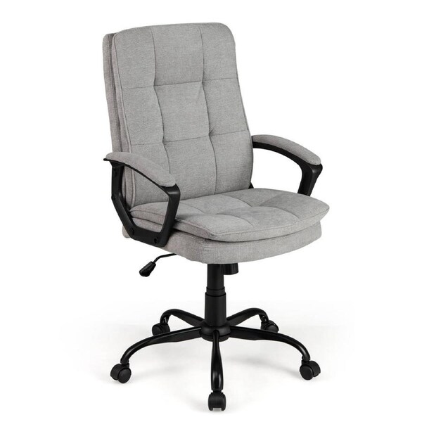 Costway Height-adjustable Office Chair Ergonomic Computer Chair Upholstered Rocking Armchair