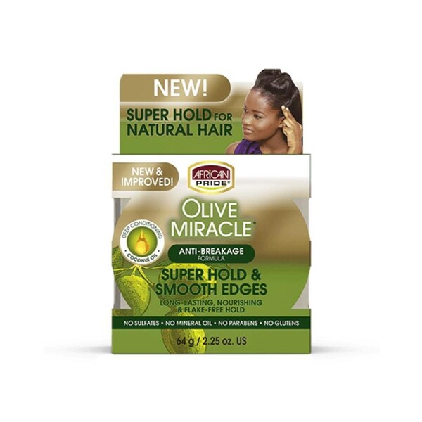 African Pride Olive Miracle Silky Super Hold Smooth Edges Hair Gel 64g (2.25oz)