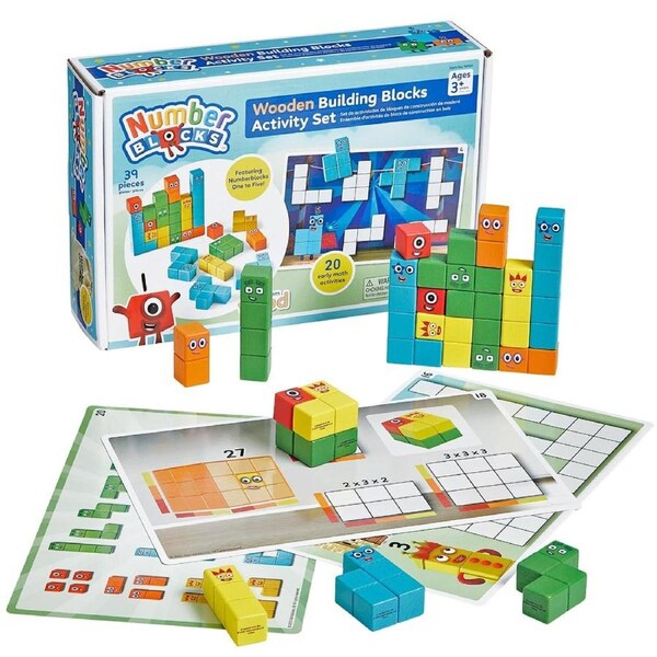 Numberblocks One to Five Wooden Building Blocks 39pc Activity Set