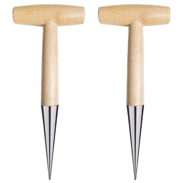 2pcs Gardening Hole Punch T Shape Fertilizer Seeder Vegetable Planting Tool