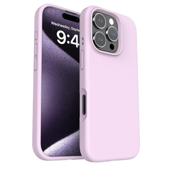 Premium Silicone Phone Case For iPhone 15 Pro Shockproof Microfiber Lining - Lilac