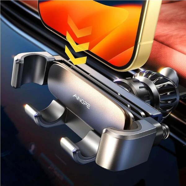 AINOPE Phone Mount for Car Vent 2024 Gravity Air Vent Car Phone Holder Mount for iPhone with Newest Vent Clip Hand Free Cell Phone Car Mount for iPhone 16 Pro Max 15 14 13 12 Samsung Android Phones