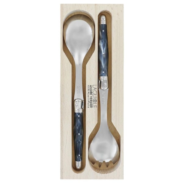 Laguiole Andre Verdier Debutant Salad Server Set - Marbled Grey