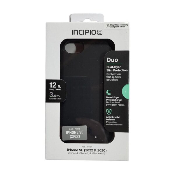 Incipio Duo Case for iPhone SE 2022 SE 2020 8 7 6s 6 Dual Layer - Black