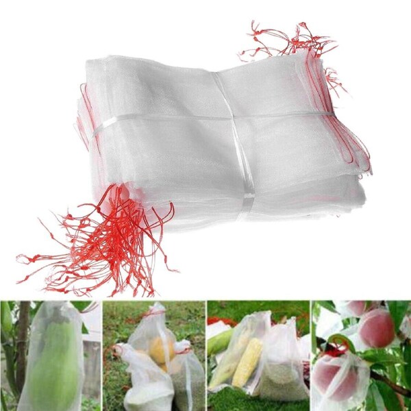 Reusable Garden Plants Cover Fruit Protection Net Bags with Drawstring 25x35cm