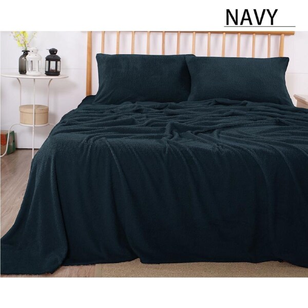 Ramesses Teddy Fleece Sheet Set Queen / White