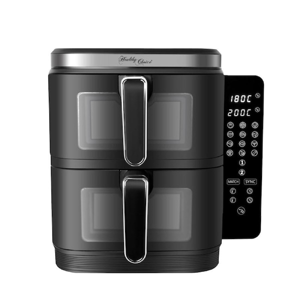 Healthy Choice 2400W 11L Double Decker Digital Dual Zone Air Fryer with 2 Cooking Zones & Foldable Screen