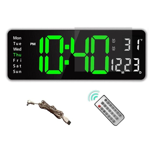 Digital Wall Clock Display Large Big With Calendar Temperature Display 13inch