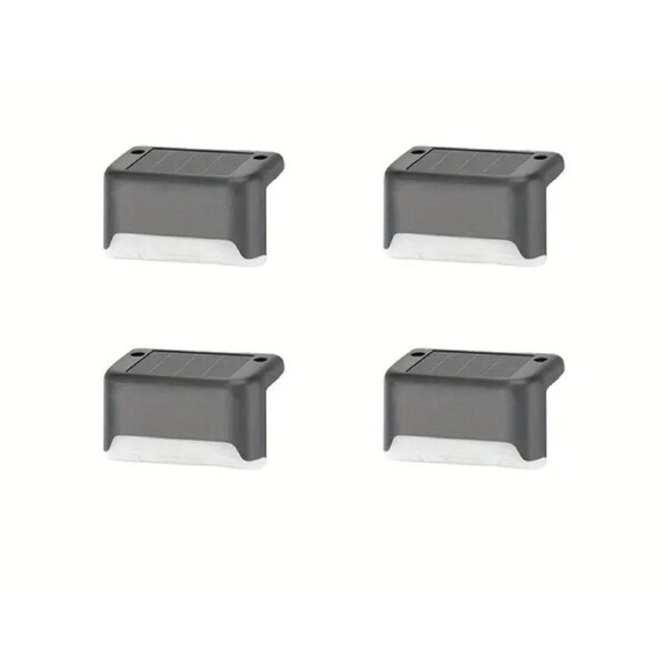 4pcs Pathway Stairs Step Fence Lamp Outdoor Solar LED Deck Lights Path Black