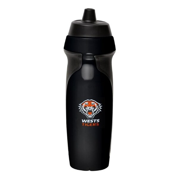 Wests Tigers NRL 2025 Sports Drink Water Bottle with Rubber Grip