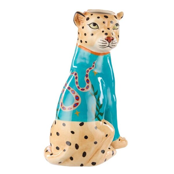 Emporium Pierson Leopard Planter - Blue 17x12x25cm