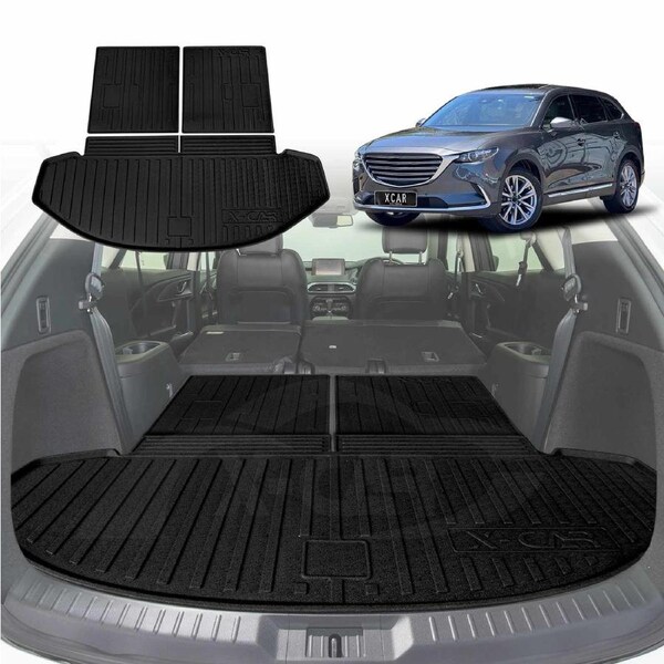 Boot Liner for Mazda CX-9 CX9 2016-2025 Heavy Duty Cargo Trunk Mat Luggage Tray Boot Liner for Mazda CX-9 CX9 2016-2025 Heavy Duty Cargo Trunk Mat Luggage Tray 3 Pcs Version